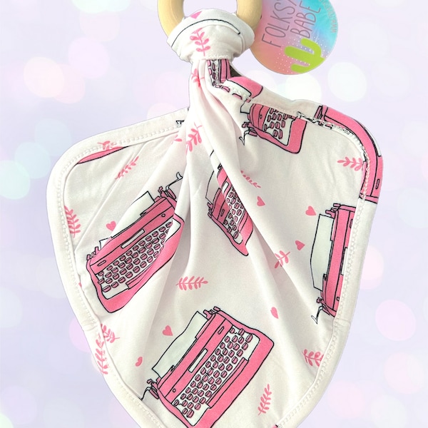 Pink typewriter print lovey