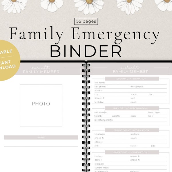 Printable Home Management Binder for Important Documents | Family Emergency Binder | Just in Case | Household Binder | Life Organizer