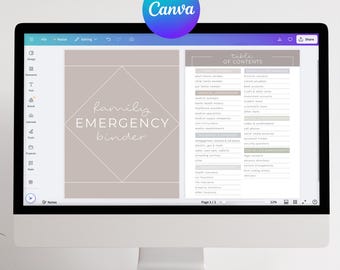 Carpeta de emergencia familiar imprimible y personalizable, carpeta de gestión del hogar, plantilla de Canva, planificador de fin de vida, por si acaso, planificador del hogar