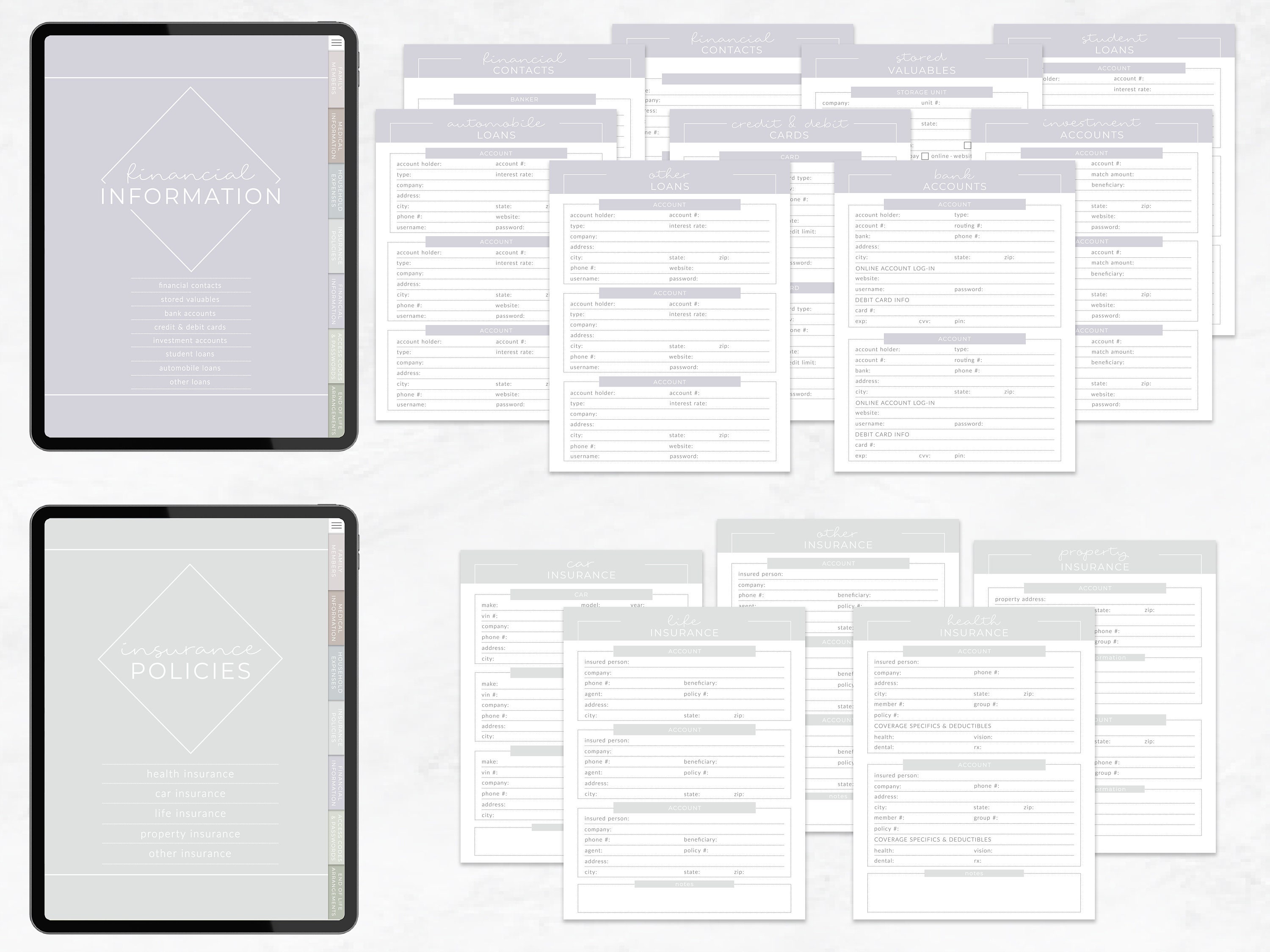 Digital Home Management Binder for Goodnotes, Family Planner, Emergency ...