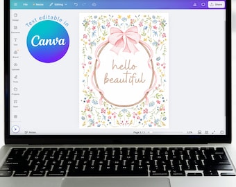 Bearbeitbare Kokette Schleife Baby erstes Jahr Buch druckbare Canva Vorlage, personalisierte Baby Memory Buchseiten, Neugeborene Meilenstein Scrapbook Sheets