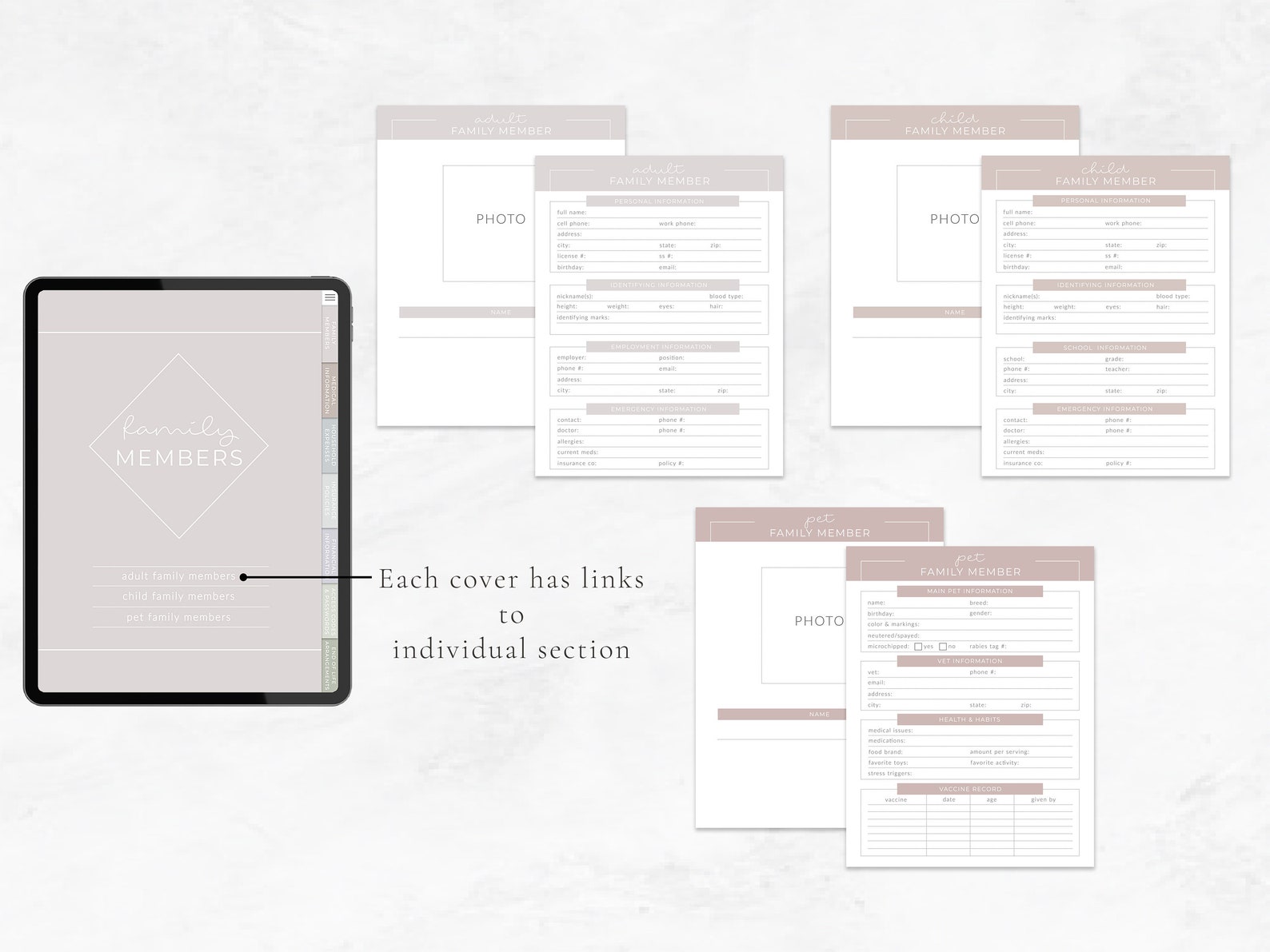 Digital Home Management Binder for Goodnotes, Family Planner, Emergency ...