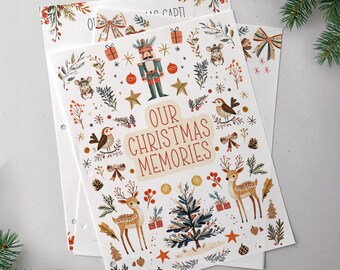 Libro imprimible de recuerdos navideños nórdicos, recuerdo familiar de las fiestas, páginas de álbum de recortes de la tradición navideña familiar anual, álbum de fotos navideño