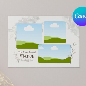Presente de Dia das Mães com Foto Personalizada para Mãe, Presente de Aniversário para Ela, Presente de Crianças, Arte de Parede, Imagens para Imprimir, Colagem, Modelo Editável Canva