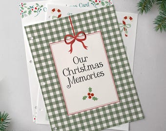 Álbum de recortes navideño familiar imprimible, libro de Navidad Legacy Journal, recuerdos navideños familiares, páginas para álbum de recortes de tradiciones familiares anuales