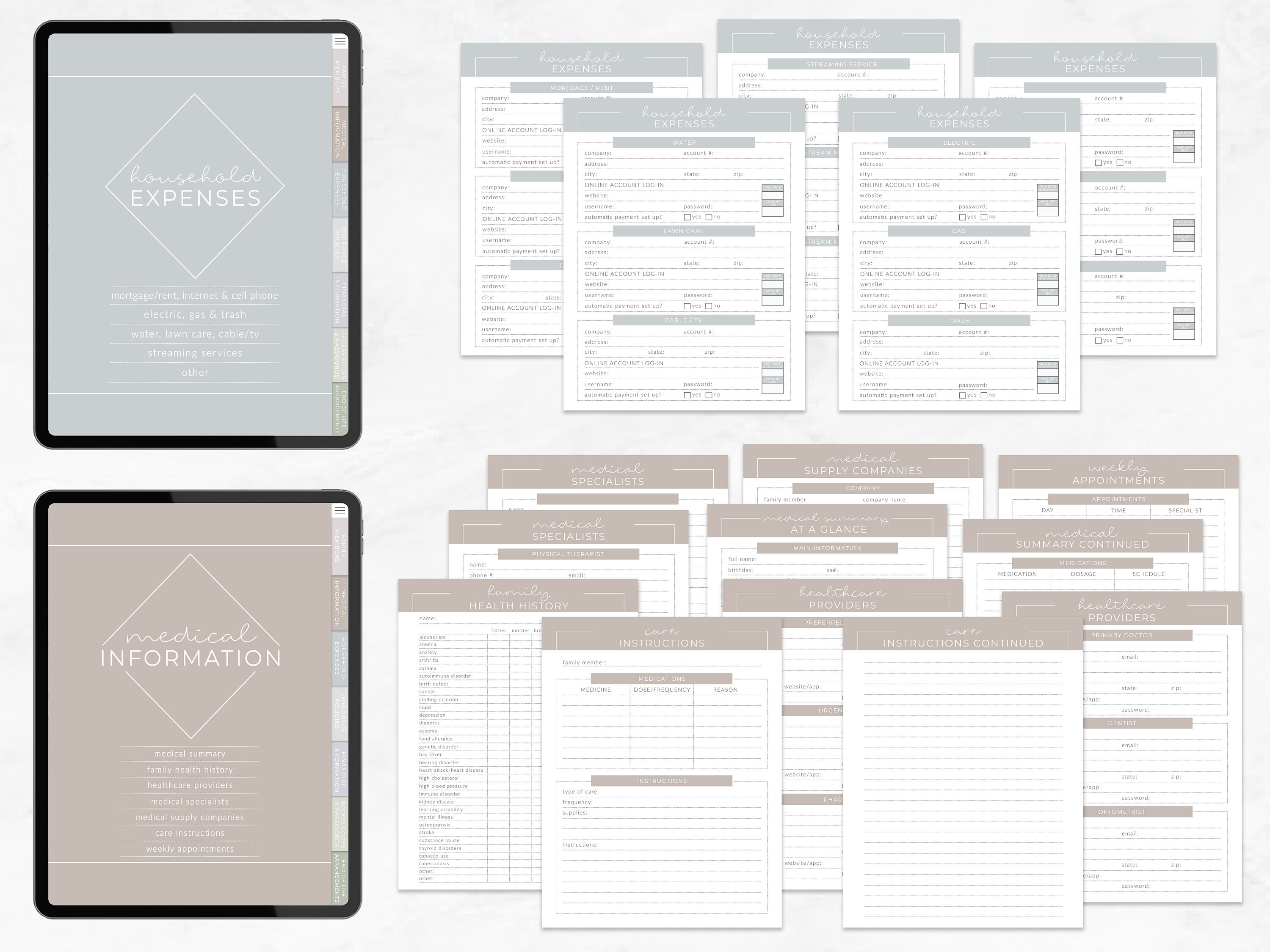 Digital Home Management Binder for Goodnotes, Family Planner, Emergency ...
