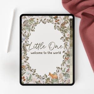 Woodland Animals Digital Baby Book, Baby’s First Year Scrapboook, Digital Baby Milestone Keepsake Book, Photo Album for Baby, Baby Journal