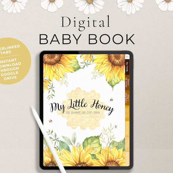 Baby’s First Year Memory Book, Baby Book Digital Planner, Digital Baby Milestone Keepsake Book, Baby Journal, Goodnotes, My Little Honey