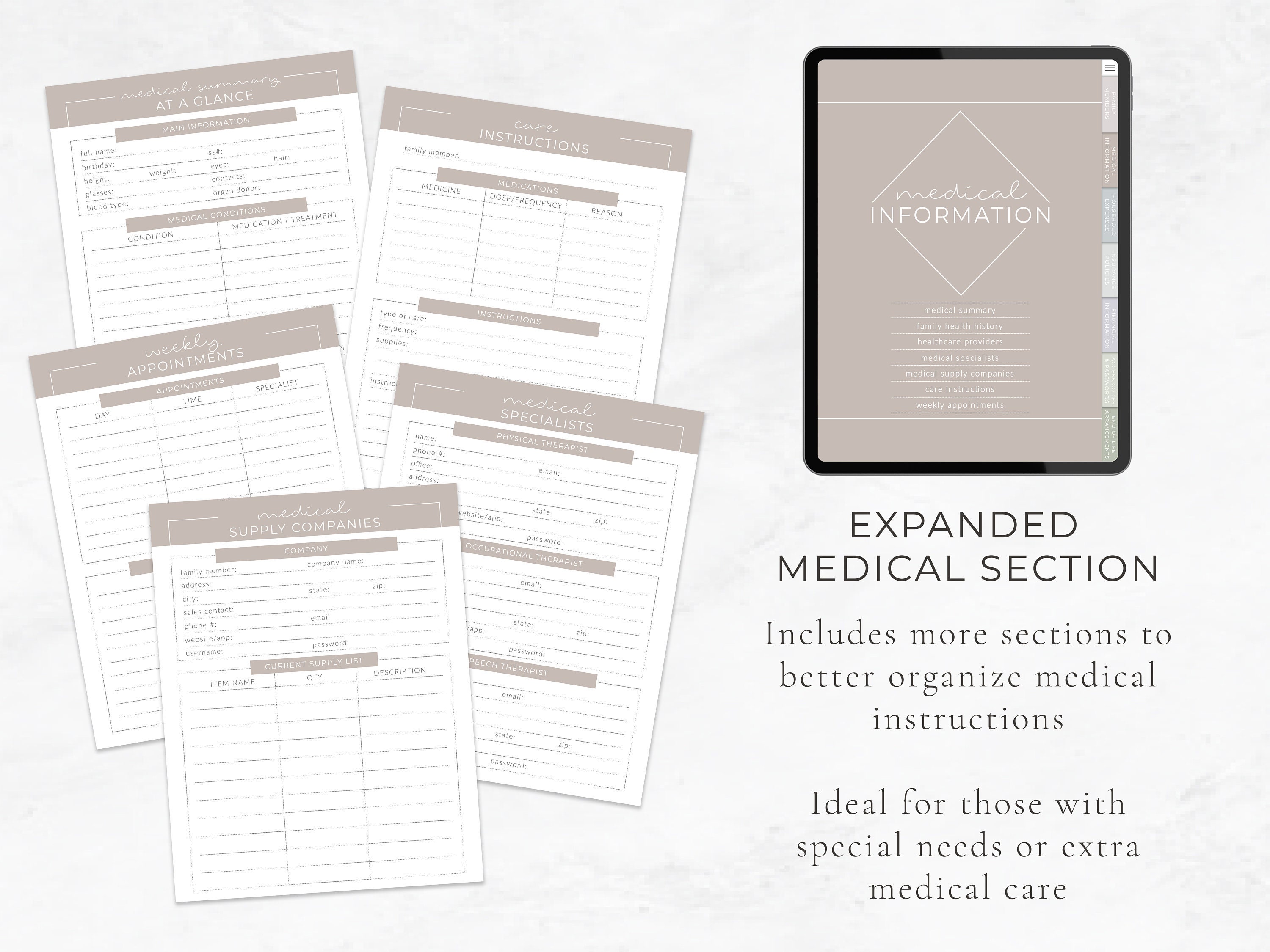 Digital Home Management Binder for Goodnotes, Family Planner, Emergency ...