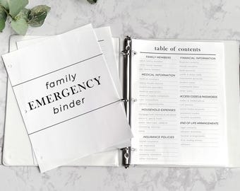 Carpeta imprimible para la gestión del hogar, para documentos importantes, para emergencias familiares, por si acaso, para el hogar y para organizar la vida.
