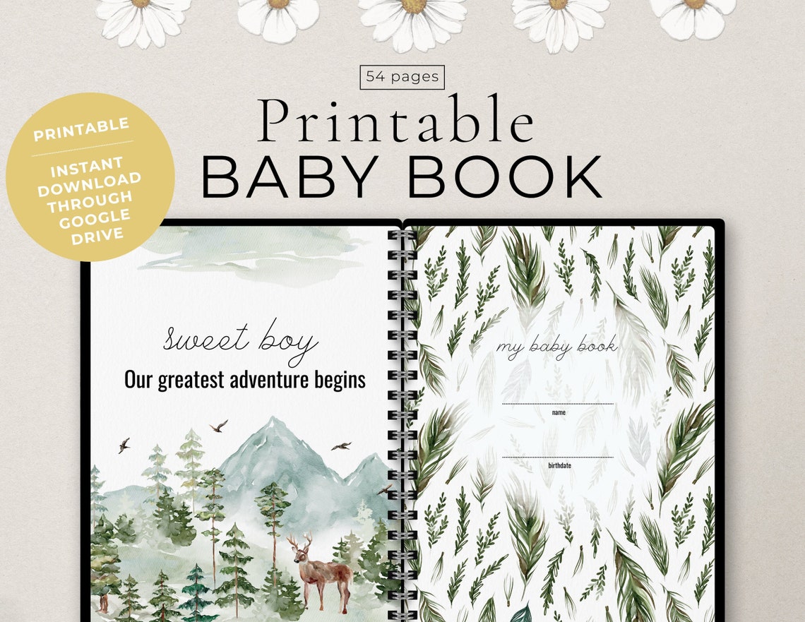Baby Boy Shower Gift Printable Baby Memory Book Pages Baby Milestone ...