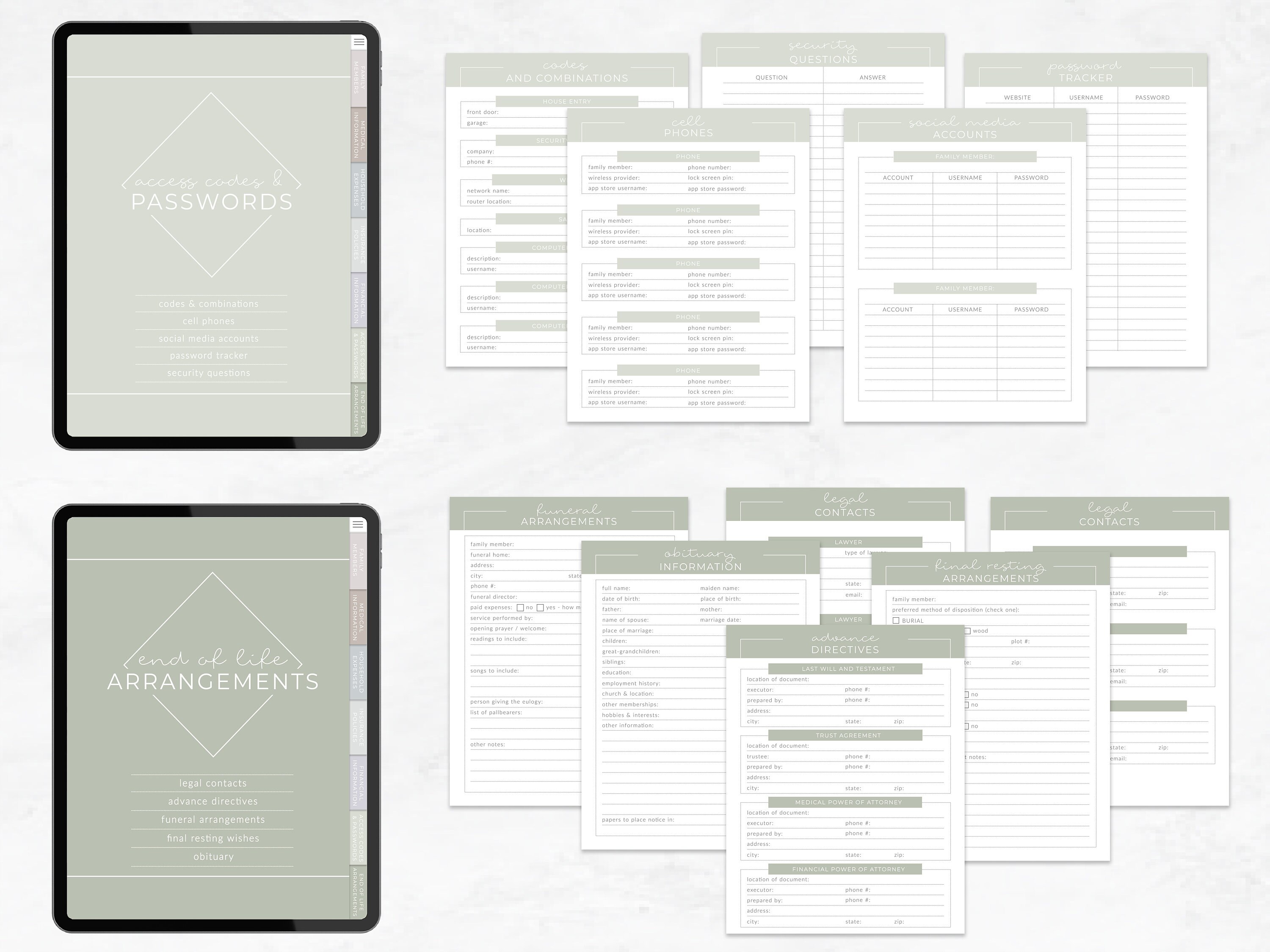 Digital Home Management Binder for Goodnotes, Family Planner, Emergency ...