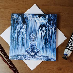 Kaart met spirituele yogakunst | Fijne kunstwenskaart | Blanco kaart | "De rust van binnen" | Yoga abstracte schilderkunst