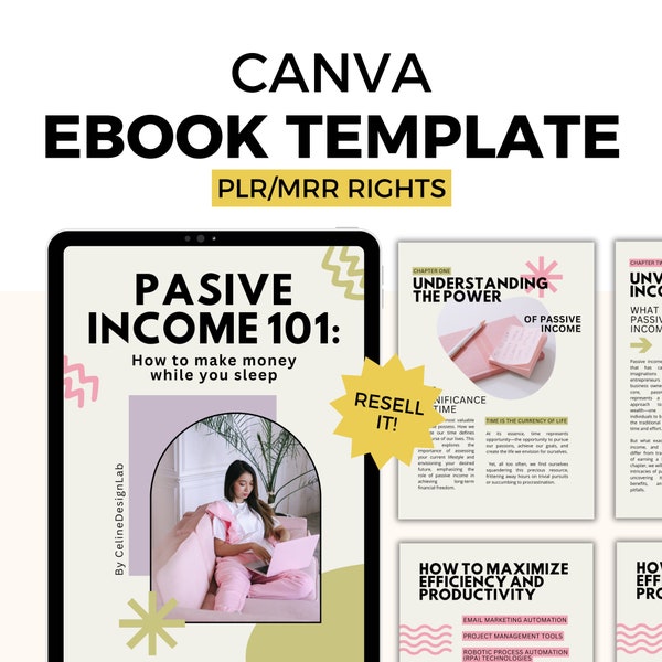 Plr Ebook Master Resell Rights, Passive Income Editable Ebook Canva Template, Business Ebook For Resell