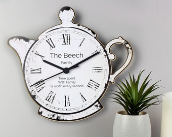 Personalised Teapot Shape Quartz Movement Wall Clock