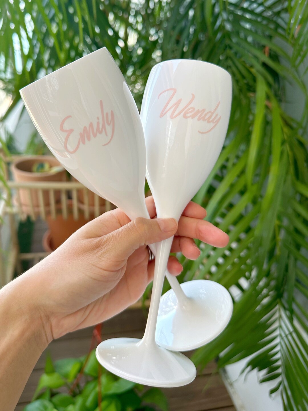 Personalized Acrylic Champagne Flutes White & Pink Flutes Etsy