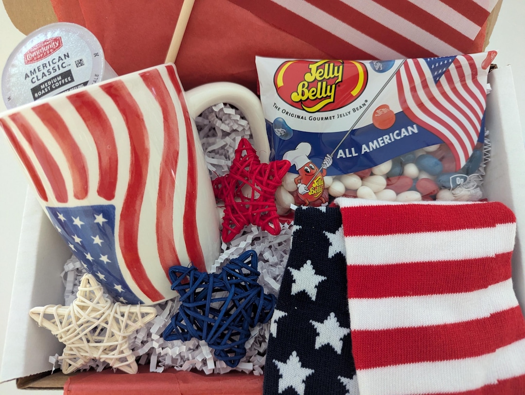 America Gift Box, July 4th Mug, American Flag Mug, Patriotic Care ...