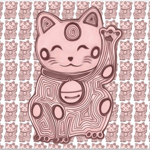Lot de 4 cartes de remerciement chat rose