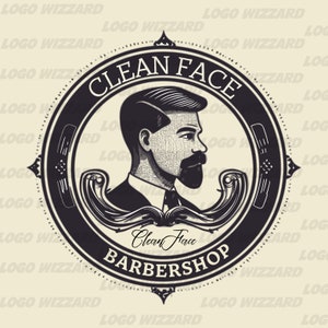Barbershop Logo DIY Template, Beard Design, Mustache logo, Barber Logo, Premade Business Logo for Branding, Canva Template, Salon Logo.