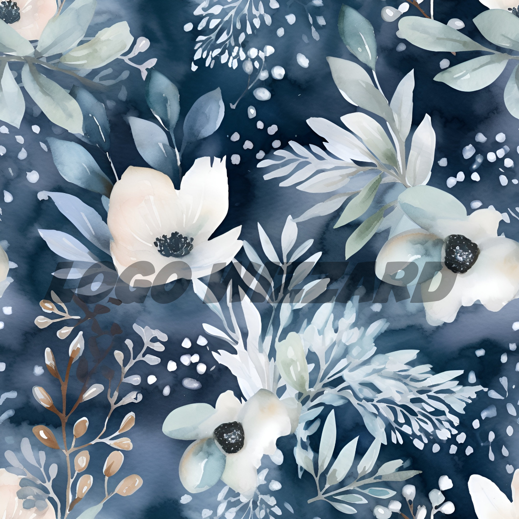 Winter Floral Digital Paper - SEAMLESS - Watercolor Flower Patterns ...