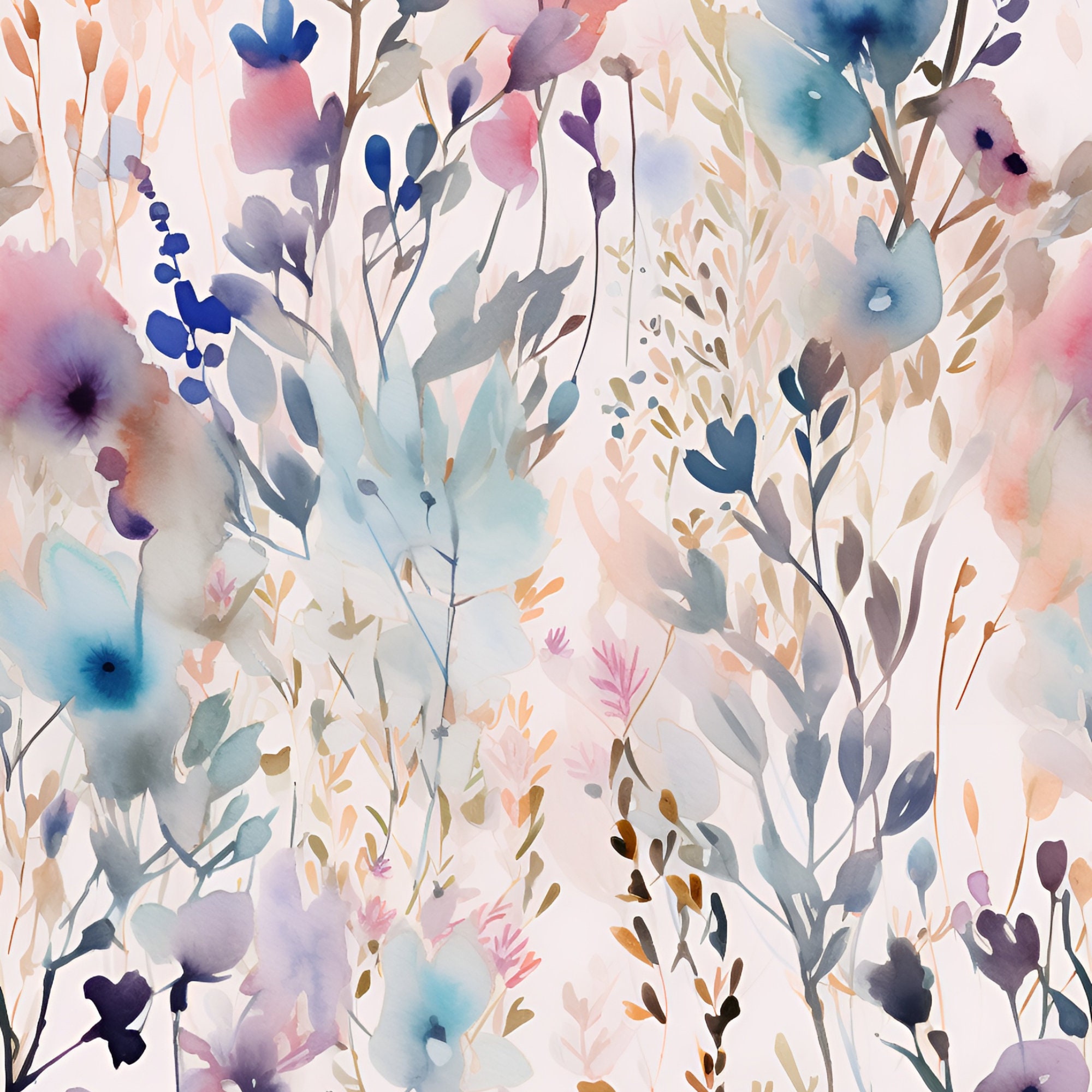 Spring Floral Digital Paper SEAMLESS Watercolor Flower - Etsy