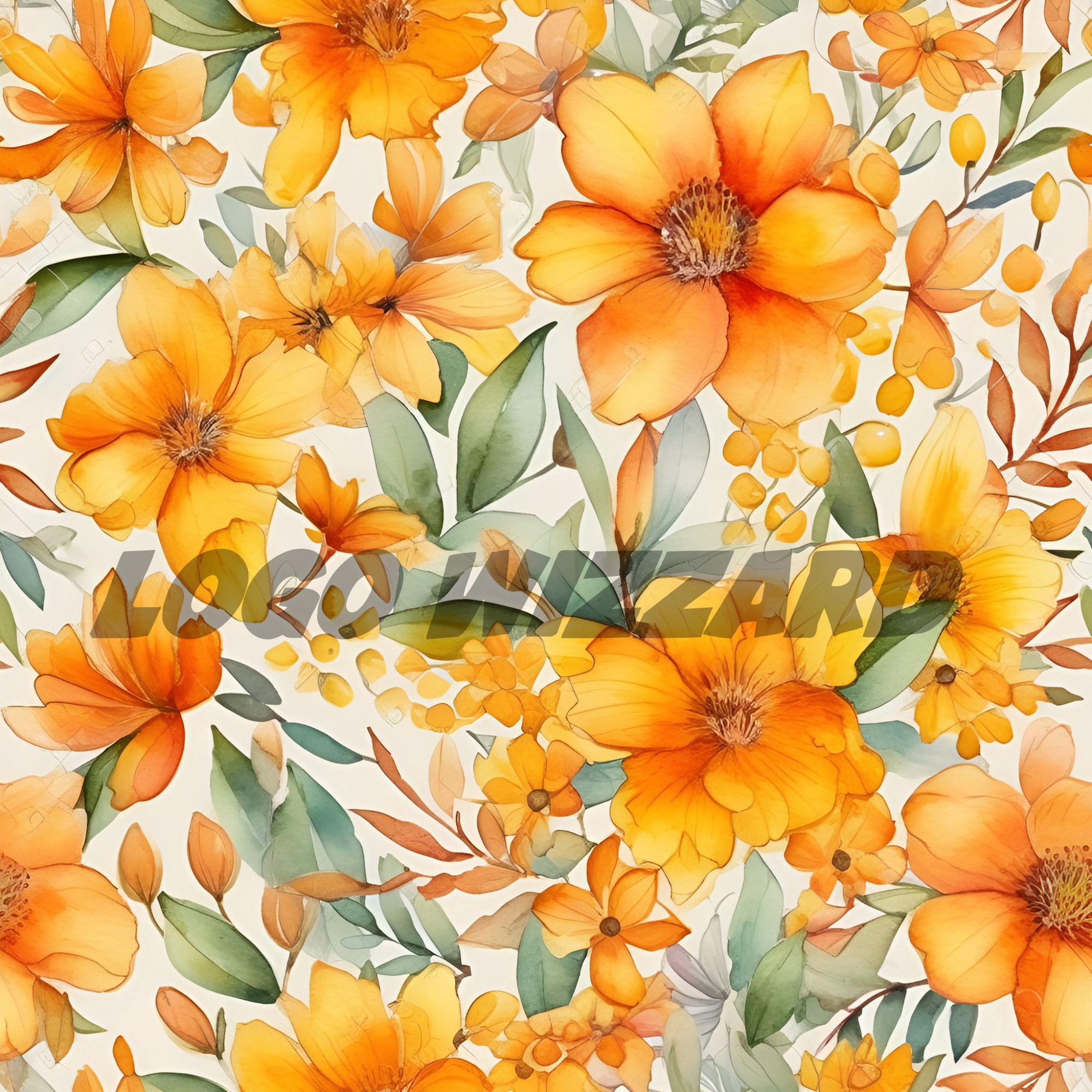 Yellow Floral Digital Paper - SEAMLESS - Watercolor Flower Patterns ...