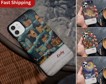 Personalized Christmas Phone Case |  Custom  Slim Protective Cover Case | Xmas Gift for iPhone 15 Pro Max, 14 Plus