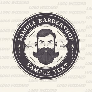 Barbershop Logo DIY Template, Beard Design, Mustache logo, Barber Logo, Premade Business Logo for Branding, Canva Template, Salon Logo.