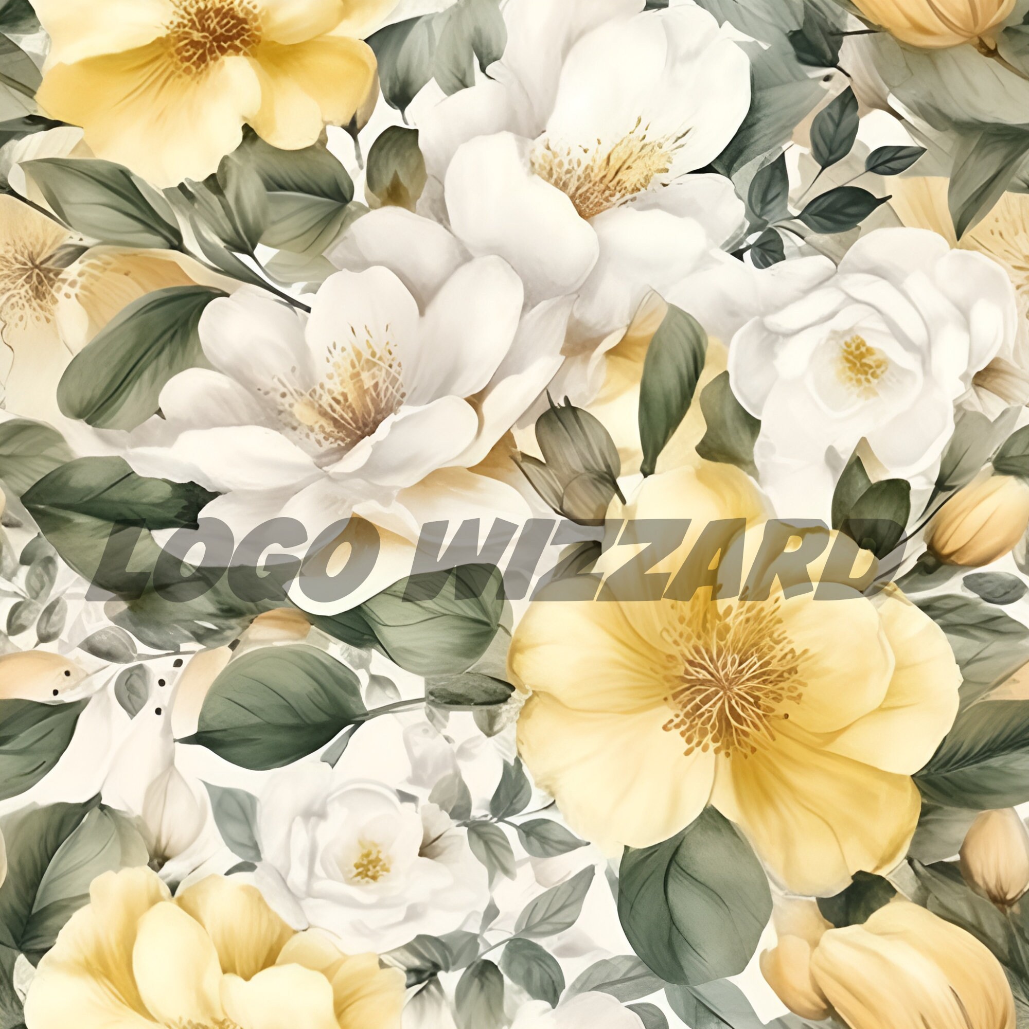 Yellow Floral Digital Paper - SEAMLESS - Watercolor Flower Patterns ...