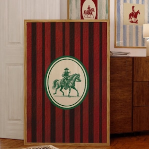 Vintage Striped Rodeo Print Western Bedroom Print Cowboy Wall Art Postmark Mid Century Modern Decor Retro Horse Print Digital Download