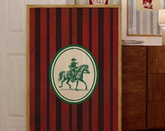 Vintage Striped Rodeo Print Western Bedroom Print Cowboy Wall Art Postmark Mid Century Modern Decor Retro Horse Print Digital Download