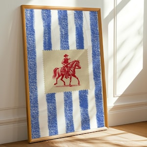 Vintage Striped Rodeo Print Western Bedroom Print Cowboy Wall Art Rustic Mid Century Modern Decor Retro Horse Print Digital Download