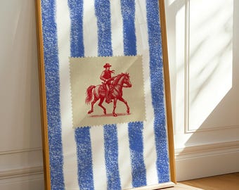 Vintage Striped Rodeo Print Western Bedroom Print Cowboy Wall Art Rustic Mid Century Modern Decor Retro Horse Print Digital Download