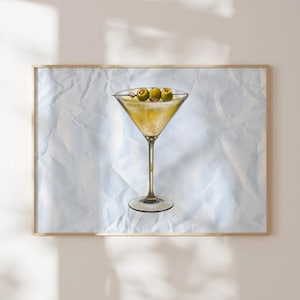 Martini Poster Minimalist Wall Art Retro Cocktail Print Alcohol Poster Bar Cart Decor Kitchen Bar Drinks Funky Dorm Room Digital Download