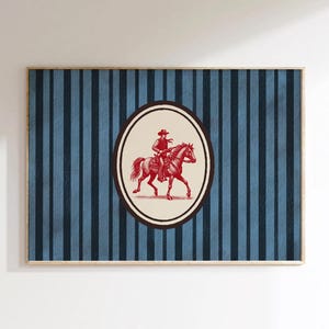 Vintage Striped Rodeo Print Western Bedroom Print Cowboy Wall Art Rustic Mid Century Modern Decor Retro Horse Print Digital Download