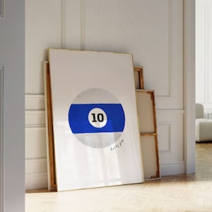 Retro-print biljartballen met 10 biljartballen | Retro handgetekende, vintage biljartbalprint, Lucky 10 Ball muurkunst, trendy digitale kunstafdrukken, barwagenposter