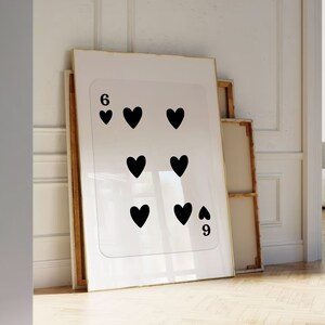 Zwarte hartjes-print | Trendy retro muurkunst, Y2K-decor, speelkaartposter, kunst aan de muur, trendy esthetische print, afdrukbare muurkunst