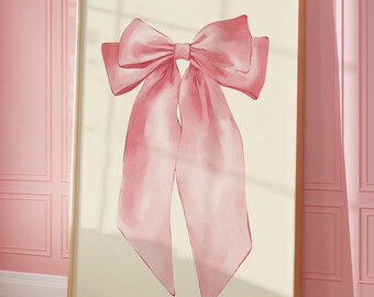 Bow wall art Girly wall art Pink wall art print Vintage wall art Trendy bow poster Aesthetic printable art Boho Home Decor Digital Download