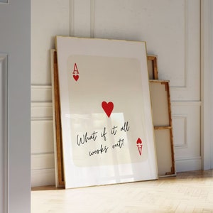 E se tutto funzionasse Poster / Stampa asso di cuore, Arte da parete retrò alla moda, Arredamento Y2K, Poster di carte da gioco, Stampa estetica alla moda
