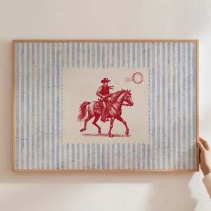 Vintage Striped Rodeo Print Western Bedroom Print Cowboy Wall Art Rustic Mid Century Modern Decor Retro Horse Print Digital Download