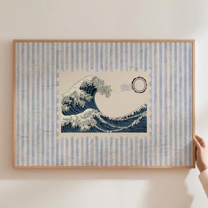 Vintage Strand Ozean Print Trendy Küsten Wand Kunst Retro Stempel Wellen Poster Strand Haus Dekor Japan Ästhetik Schlafzimmer Druck Geschenk DIGITAL
