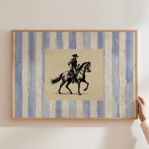 Vintage Striped Rodeo Print Western Bedroom Print Cowboy Wall Art Rustic Mid Century Modern Decor Retro Horse Print Digital Download