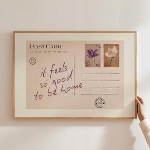 Es fühlt sich so gut an, Zuhause zu sein, Vintage Postkarten-Wandkunst, trendiger horizontaler Druck, ästhetisches Retro-Plakat, niedliche girly Wandkunst, Digitaldruck