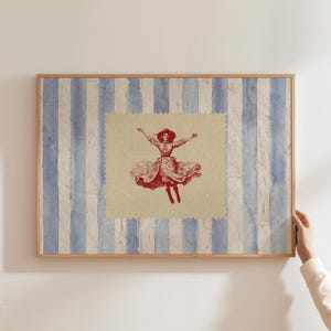 Vintage Striped Cowgirl Print Western Bedroom Print Cowgirl Wall Art Rustic Mid Century Modern Decor Retro Happy Print Digital Download