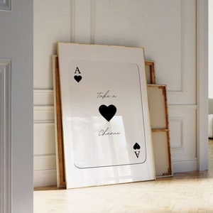 Take a Chance Ace of Heart Wall Art | Trendy Retro Wall Art, Y2K Decor, Playing Card Poster, Trendy Aesthetic Print, Bar Cart Wall Art