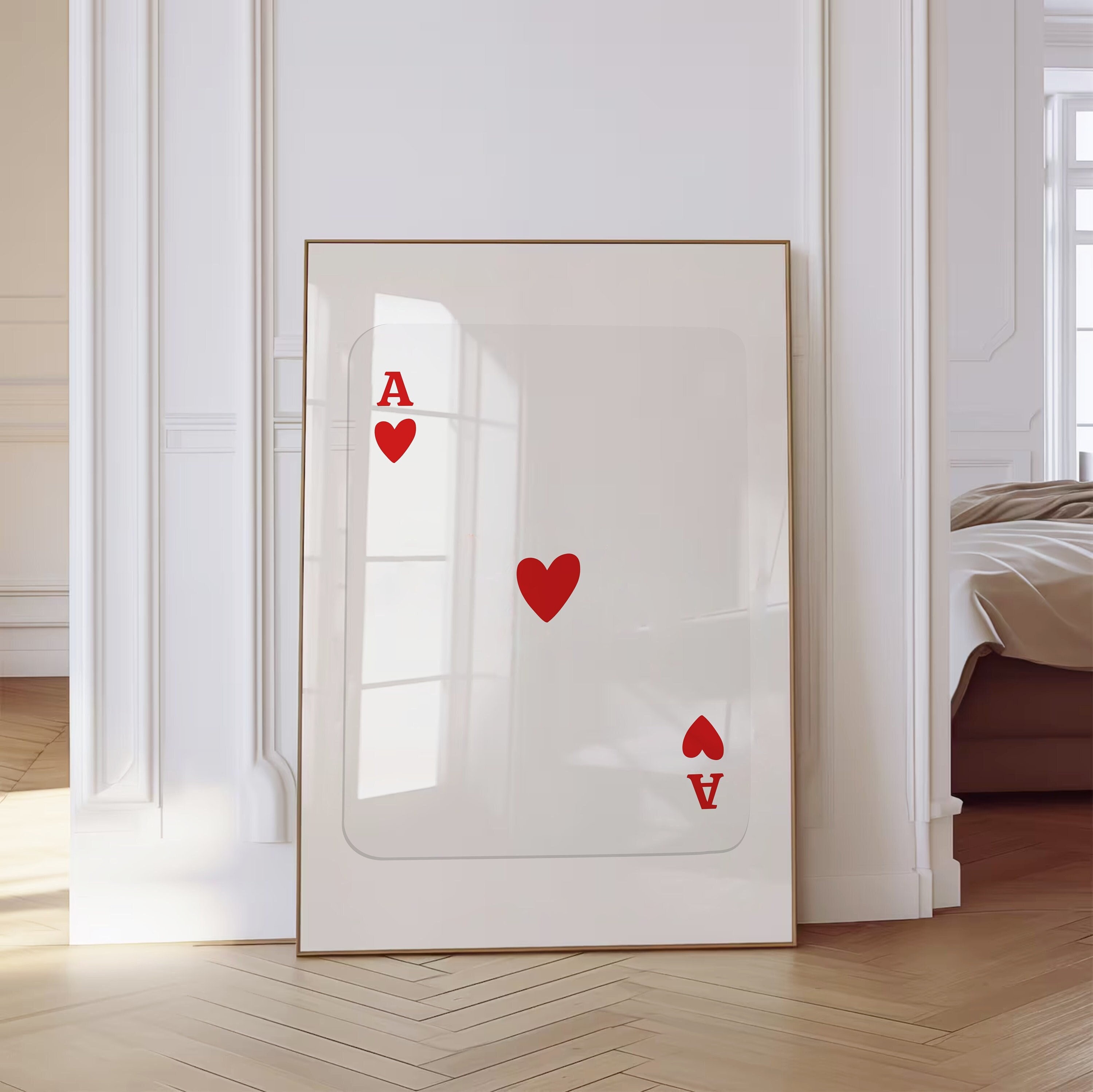 Red Ace of Hearts Print Trendy Retro Wall Art Y2K Decor Playing Card Poster Trendy Wall Art Trendy Aesthetic Print Printable Wall Art