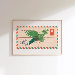 Trendy vintage ansichtkaart muur kunst kerst muur kunst vakantie slaapzaal decor girly esthetische afdrukbare Merry Xmas print kerst muur decor