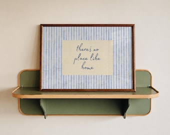 There's No Place Like Home Wall Art UNFRAMED Vintage Striped Kitchen Decor Minimalist Quote Sign Retro Typography Poster