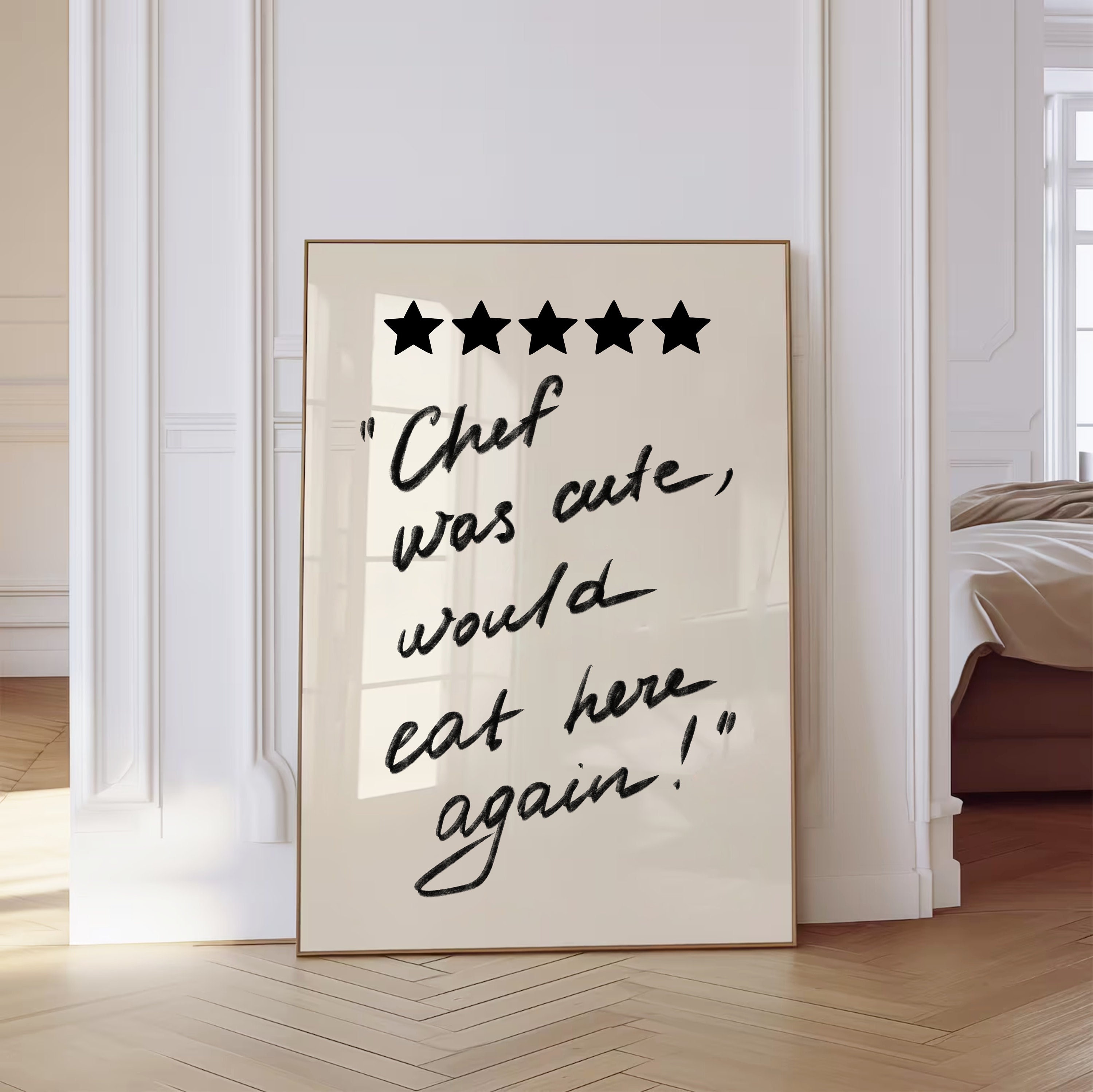 chef was cute aesthetic kitchen print retro wall art... Chef Was Cute Would Eat Here Again Wall Art | Aesthetic Kitchen Decor ...