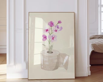 Toilettenpapierrolle Pflanzendruck, Aquarellkunst, lustiges Badezimmerwandbild, botanisches Druck, minimalistische Wandkunst, Toilettendruck, digitaler Download